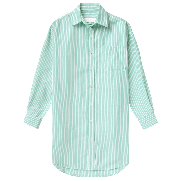 Made in Canada 100% Cotton Oxford Wide Stripe Dress Green - Province of Canada