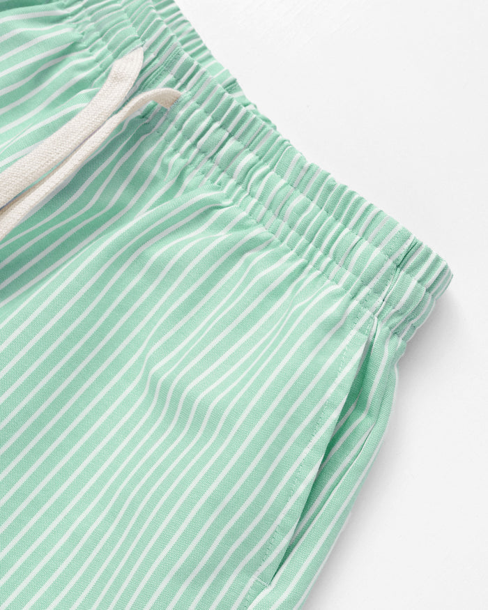Made in Canada 100% Cotton Oxford Wide Stripe Short Green - Womens - Province of Canada