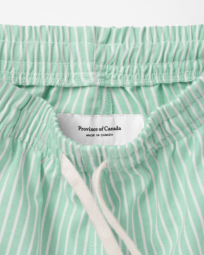 Made in Canada 100% Cotton Oxford Wide Stripe Short Green - Womens - Province of Canada