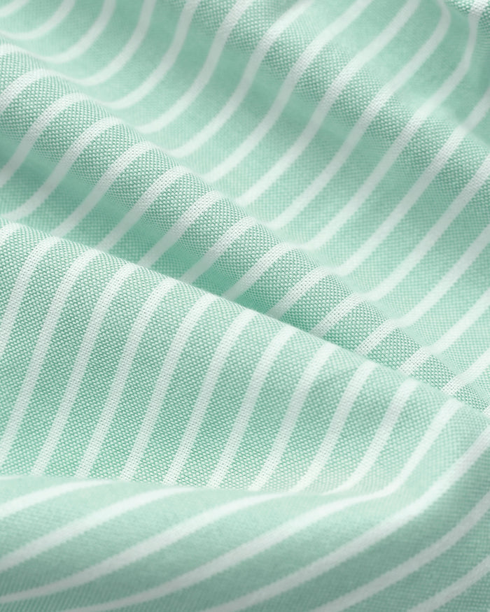 Made in Canada 100% Cotton Oxford Wide Stripe Short Green - Womens - Province of Canada