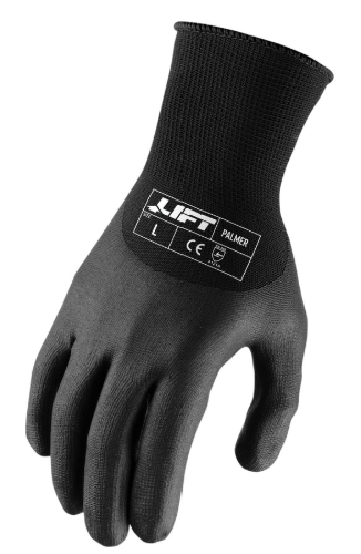 Lift Safety Palmer three-quarter dip work glove with dotted grip in black