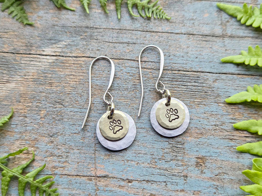 Paw Print Earrings, hand-stamped