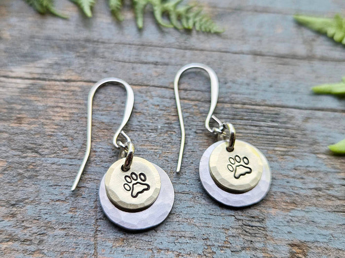 Paw Print Earrings, hand-stamped