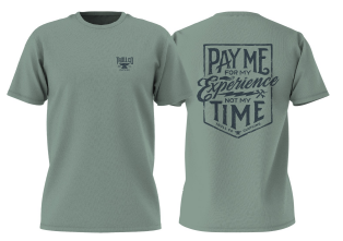 Troll Co. Pay Me short sleeve tee in sage, big and tall sizing