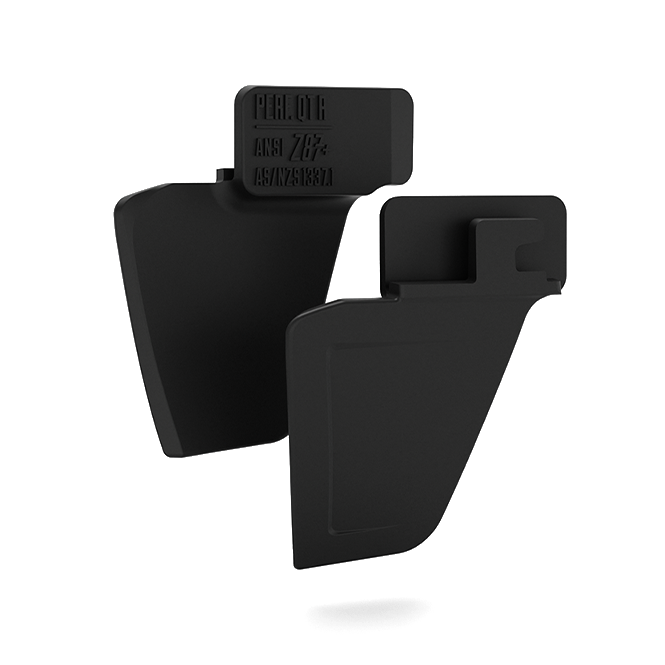 Matte black replacement side shields for the Heat Wave Visual Performance Quatro frame