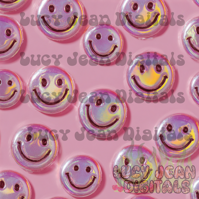 Pink Holographic Smiley Seamless File