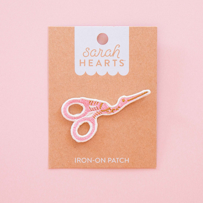 Pink Stork Scissor Iron-On Patch