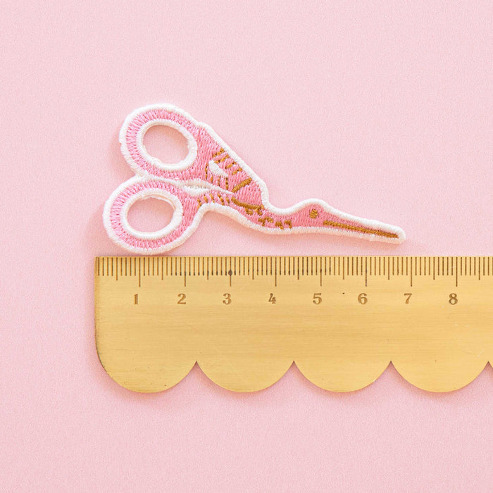 Pink Stork Scissor Iron-On Patch