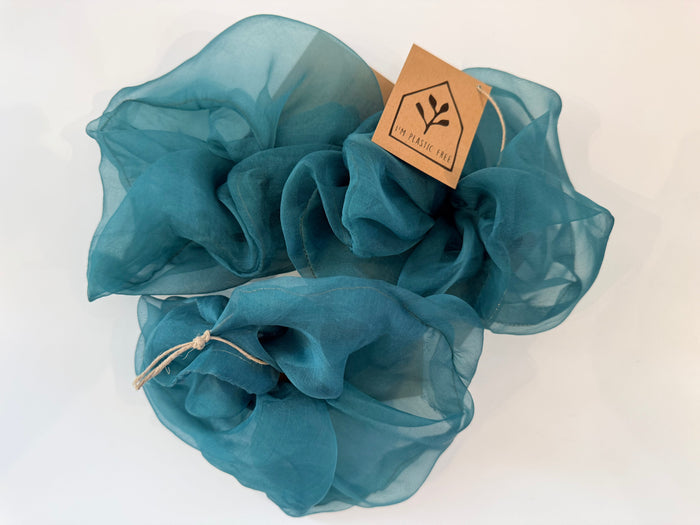 Plant dyed Plastic free ORGANZA silk scrunchy