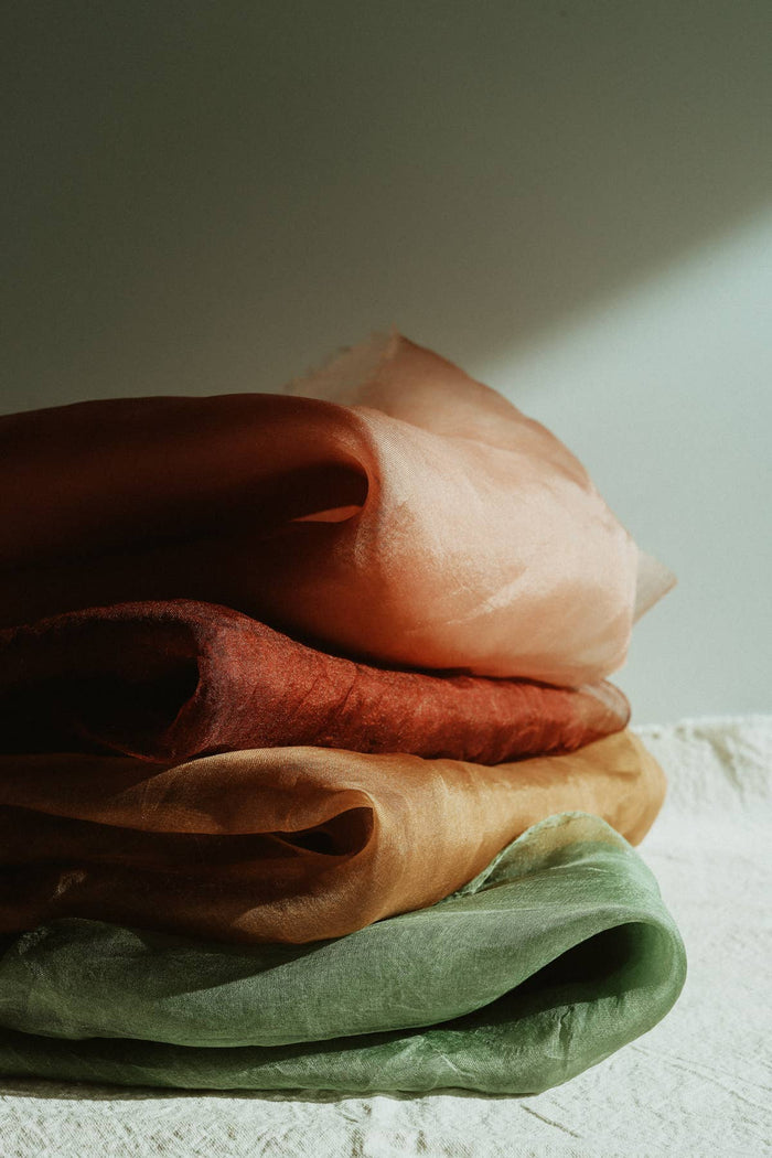 Plant dyed Plastic free ORGANZA silk scrunchy