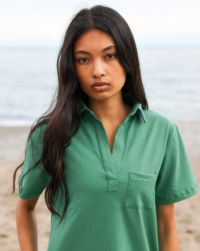 Made in Canada 100% Cotton Popover Dress Green - Province of Canada