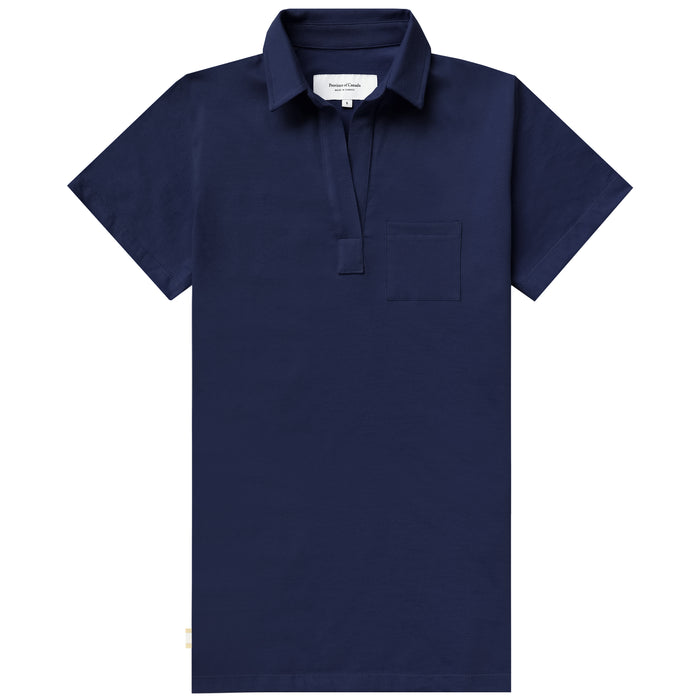 Made in Canada 100% Cotton Popover Dress Navy Blue - Province of Canada