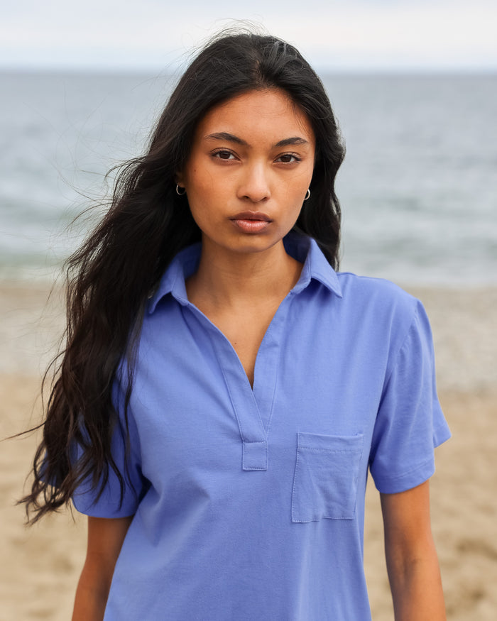 Made in Canada 100% Cotton Popover Dress Periwinkle - Province of Canada