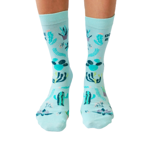 Prickly Women's Crew Socks New 2023. Cactus and plants all over with the print on socks "Don't be a prick"