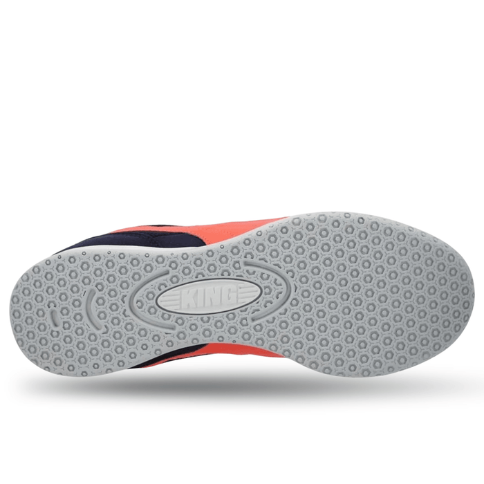 Puma King Top Indoor Soccer Shoes (Navy/Glowing Red/Silver Mist) | SoccerWearhouse