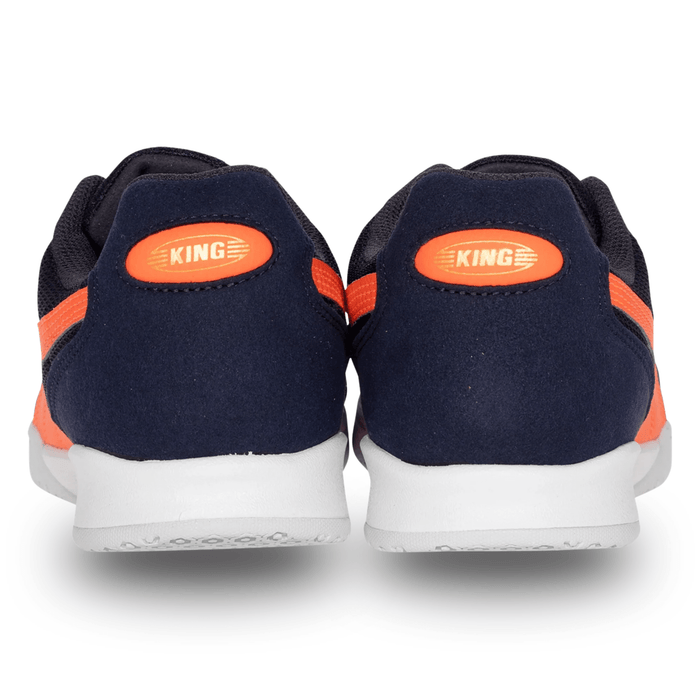 Puma King Top Indoor Soccer Shoes (Navy/Glowing Red/Silver Mist) | SoccerWearhouse