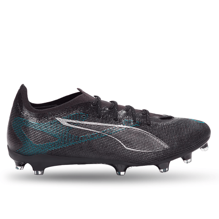 Puma Ultra 5 Pro FG/AG Soccer Cleats (Black/Silver/Bright Aqua) | SoccerWearhouse
