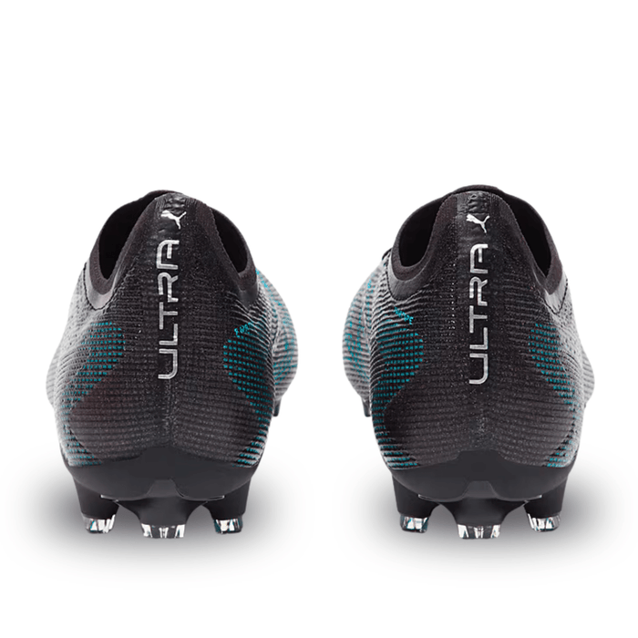 Puma Ultra 5 Pro FG/AG Soccer Cleats (Black/Silver/Bright Aqua) | SoccerWearhouse