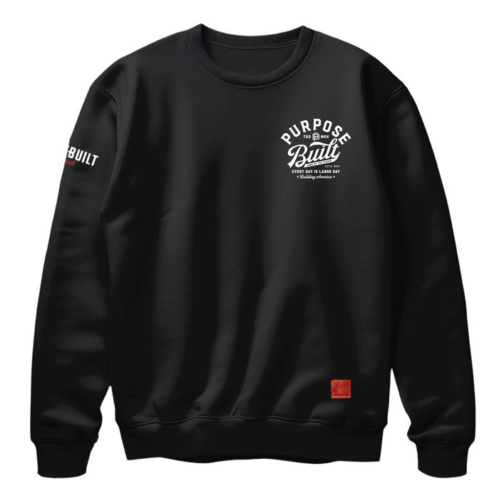 Purpose-Built script logo crewneck sweatshirt in black