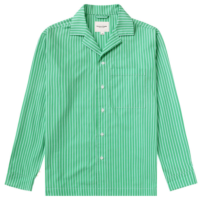 Made in Canada 100% Cotton Pyjama Shirt Green Stripe - Unisex - Province of Canada