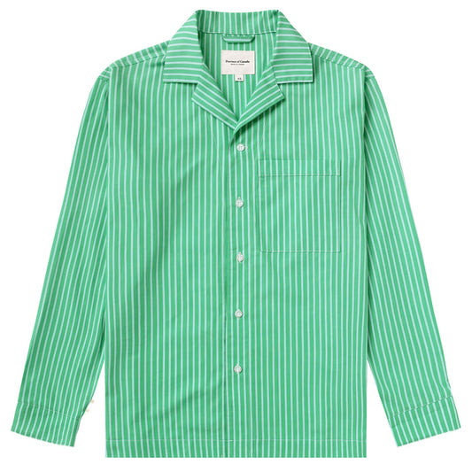 Made in Canada 100% Cotton Pyjama Shirt Green Stripe - Unisex - Province of Canada