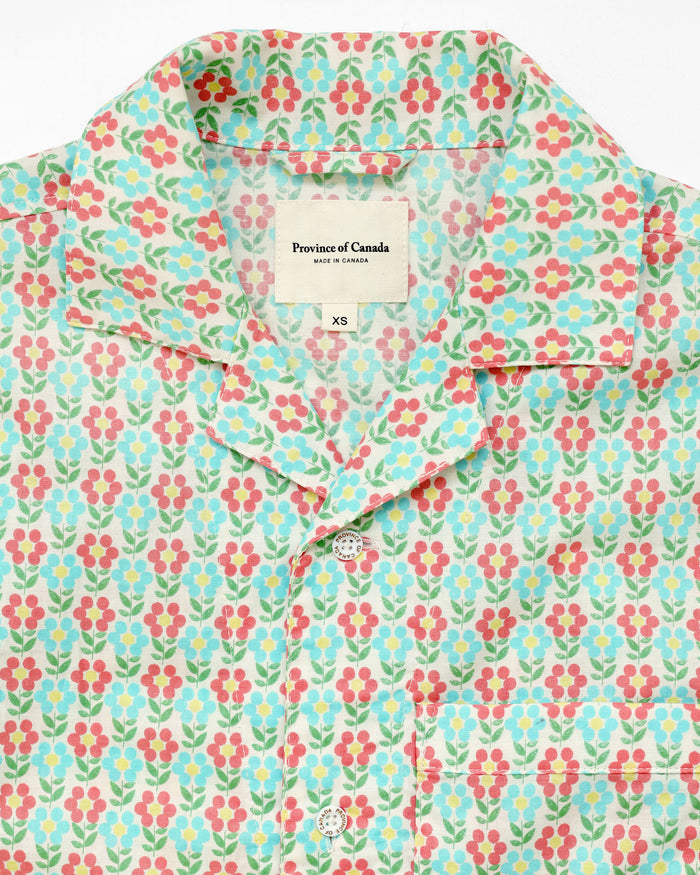 Made in Canada 100% Cotton Pyjama Short Sleeve Shirt Floral - Womens - Province of Canada