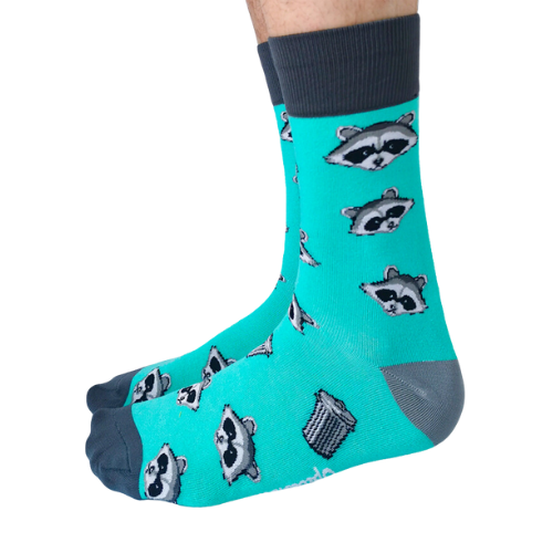 Raccoon Faces and Trash Cans on socks