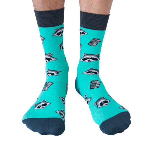 Raccoon Faces and Trash Cans on socks