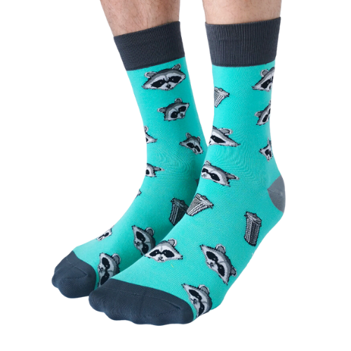 Raccoon Faces and Trash Cans on socks
