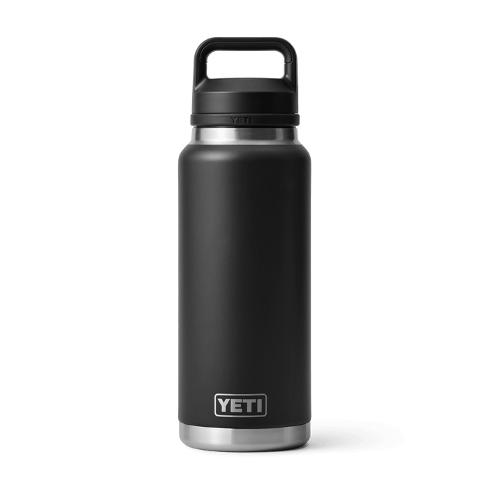 YETI Rambler 36 oz insulated water bottle in black with Chug Cap and carry handle