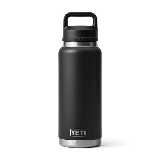 YETI Rambler 36 oz insulated water bottle in black with Chug Cap and carry handle