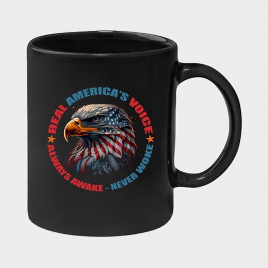 Real America’s Voice™ Patriot Eagle Black Ceramic Mug – 11oz