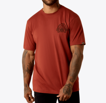 Ariat Work Rebar Cotton Strong Hardhead graphic t-shirt in brandy snifter, additional product view
