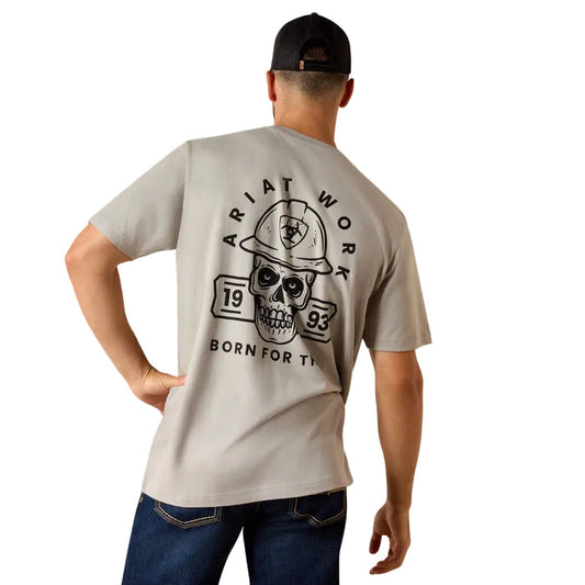 Ariat Work Rebar Cotton Strong Hardhead short-sleeve graphic t-shirt in limestone, front view, available in big and tall sizes