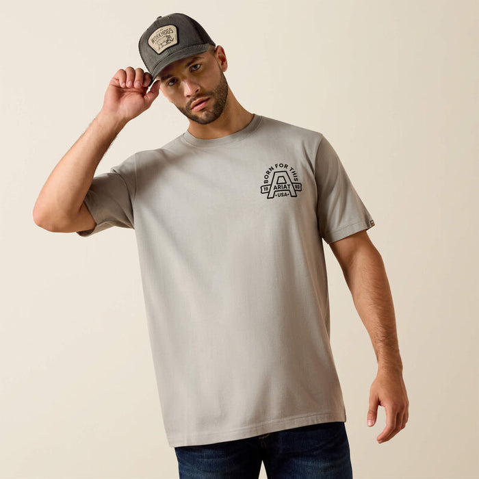 Back view of the Ariat Work Rebar Cotton Strong Hardhead t-shirt in limestone