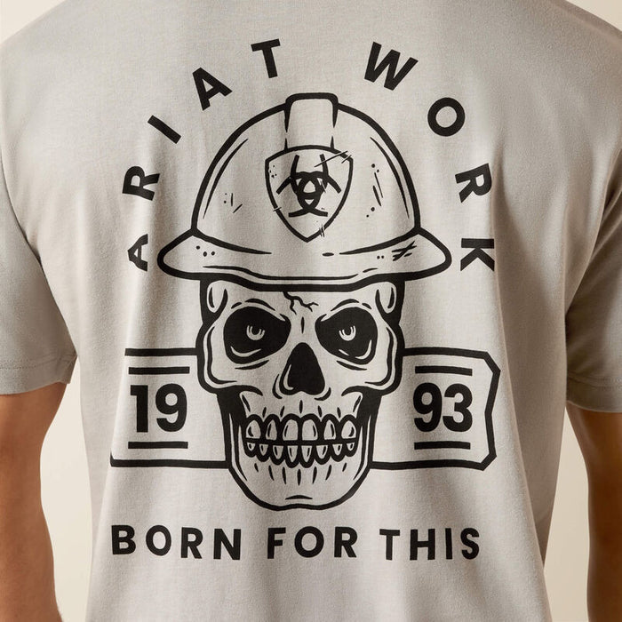 Ariat Work Rebar Cotton Strong Hardhead t-shirt in limestone, detail view
