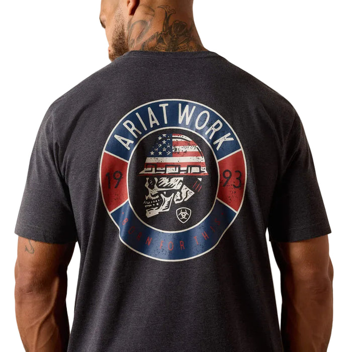 Ariat Work Rebar Cotton Strong Skull graphic t-shirt in charcoal heather, additional detail view