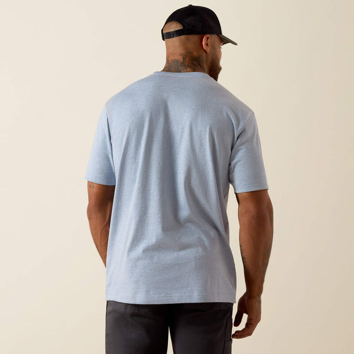 Back view of the Ariat Work Rebar Cotton Strong standard pocket t-shirt in washed rain heather