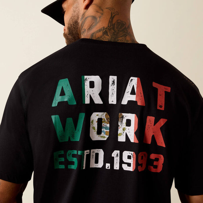 Ariat Work Rebar Workman Mexico Brickyard t-shirt in black, detail view