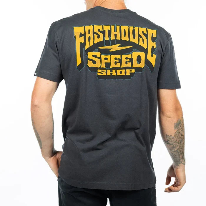 Fasthouse Record short-sleeve graphic t-shirt in graphite black, available in big and tall sizes