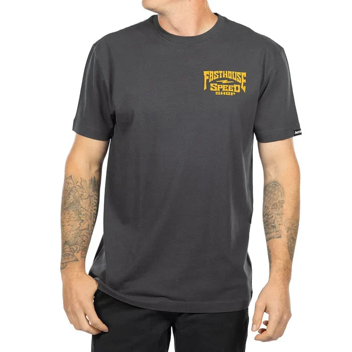 Fasthouse Record graphic t-shirt in graphite black, alternate product view