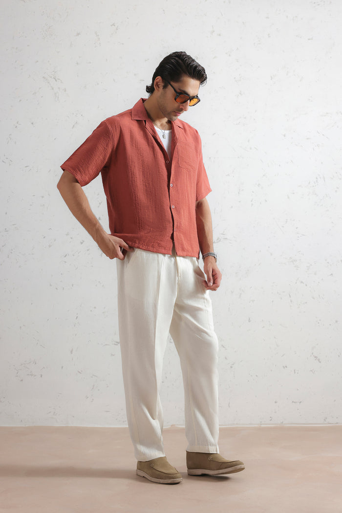 Relaxed Crinkled Cuban Shirt