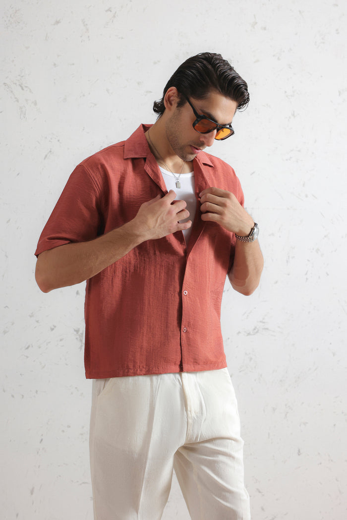 Relaxed Crinkled Cuban Shirt