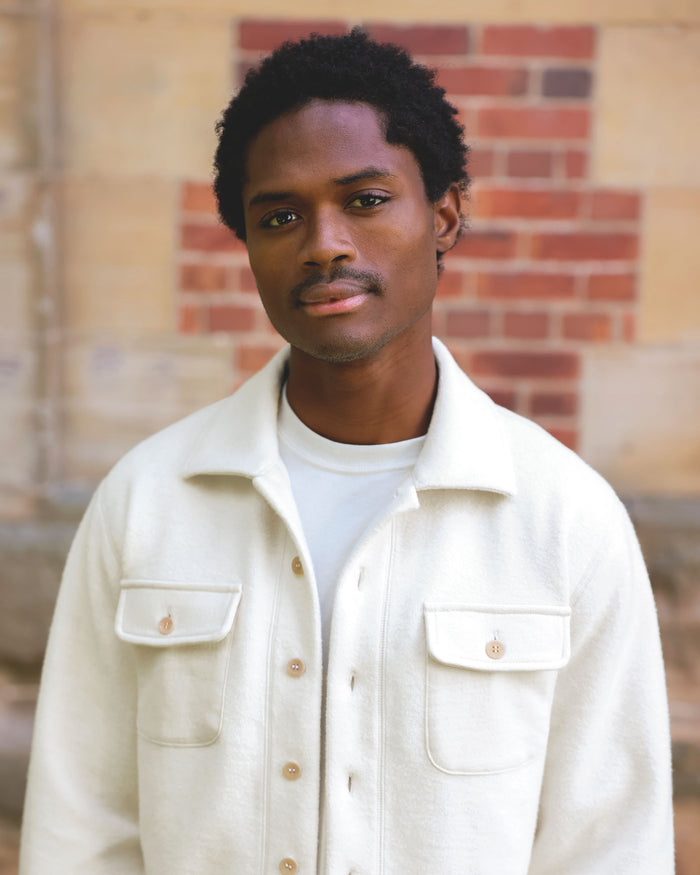 Made in Canada 100% Cotton Reverse Fleece Overshirt Light-Jacket Cream - Unisex - Province of Canada
