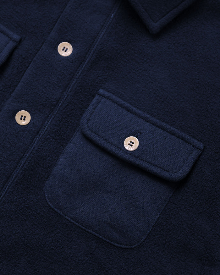 Made in Canada 100% Cotton Reverse Fleece Overshirt Light-Jacket Navy - Unisex - Province of Canada