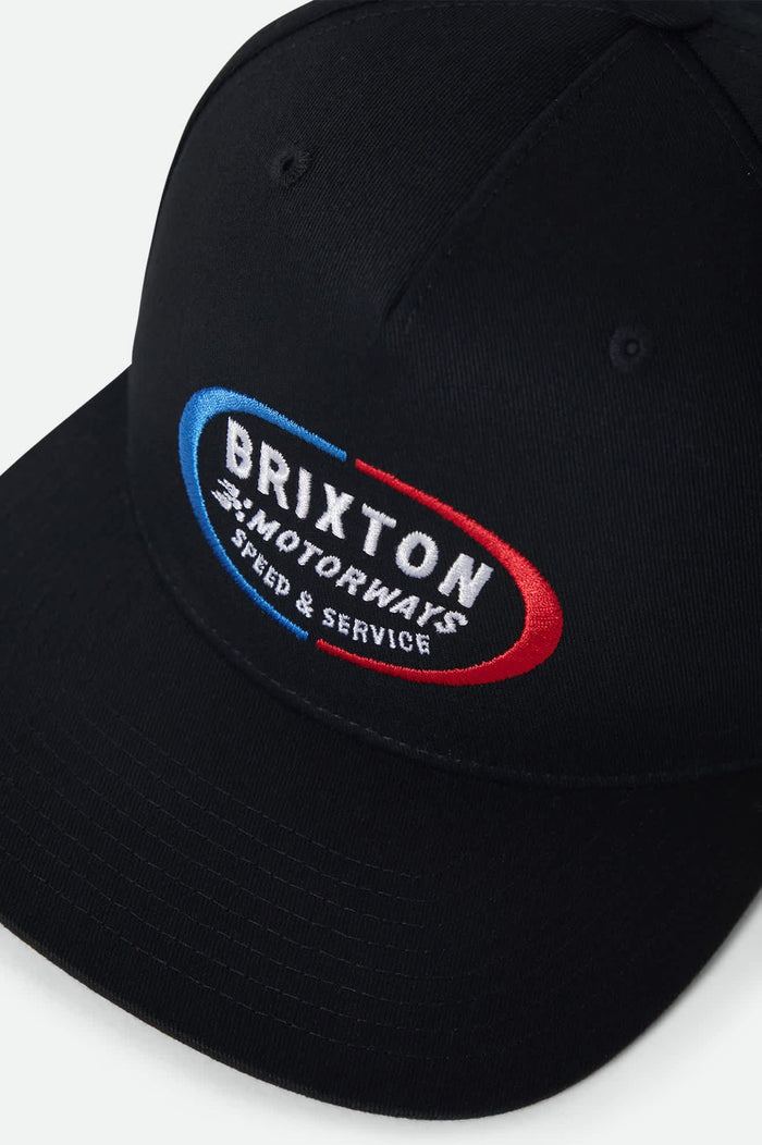 Brixton Rhett snapback hat in black, alternate product view