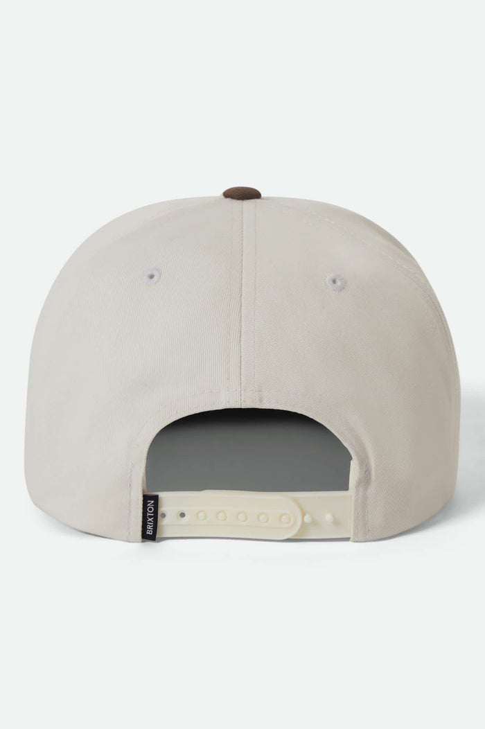 Brixton Rhett snapback hat in off white and pinecone brown, additional product view