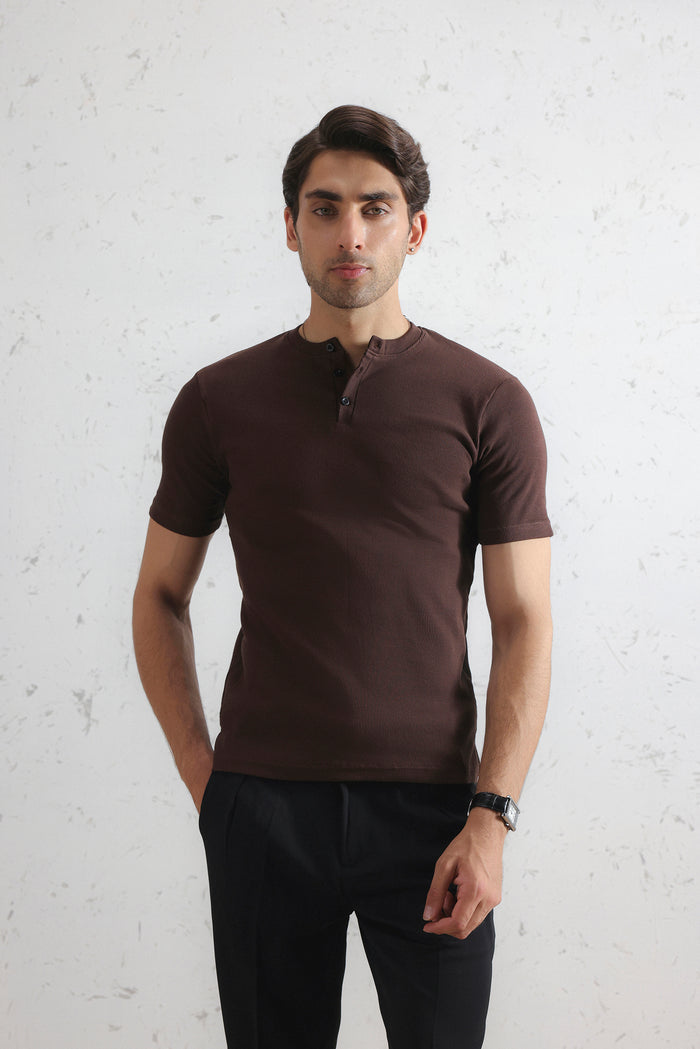 Ribbed Henley Shirt