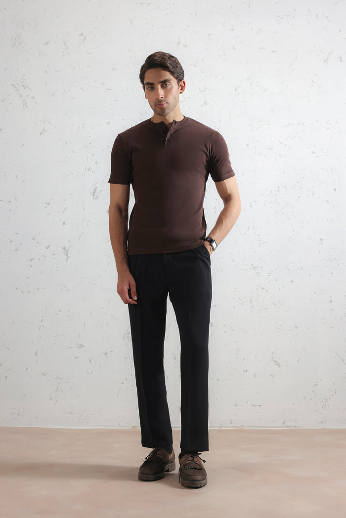 Ribbed Henley Shirt