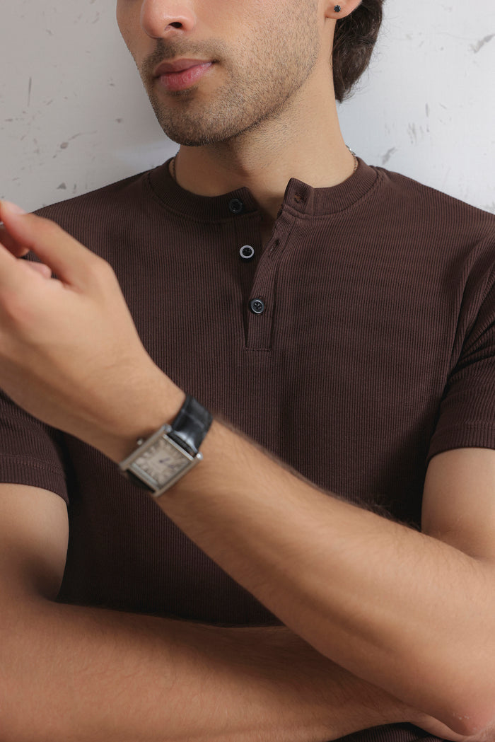Ribbed Henley Shirt
